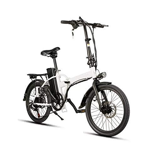Electric Bike : Electric bicycle Foldable Electric Moped Bicycle For Adult Smart Bicycle Folding E-bike 6 Speed Spoked Wheel 36V 8AH Electric Bike 25km / h electric bicycle foldable (Color : White, Size : One size)