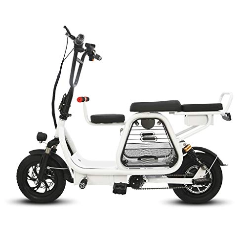 Electric Bike : Electric Bicycle Folding Adult Small Lithium Battery Travel Battery Car (Color : White, Size : Medium)