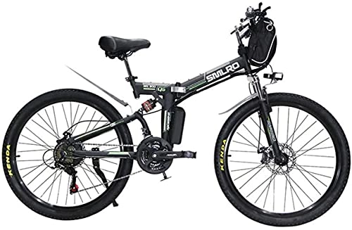 Electric Bike : Electric Bicycle Folding Ebike for Adults, 26Inch Electric Mountain Bike City E-Bike, Lightweight Bicycle for Teens Men Women (Color : Black)