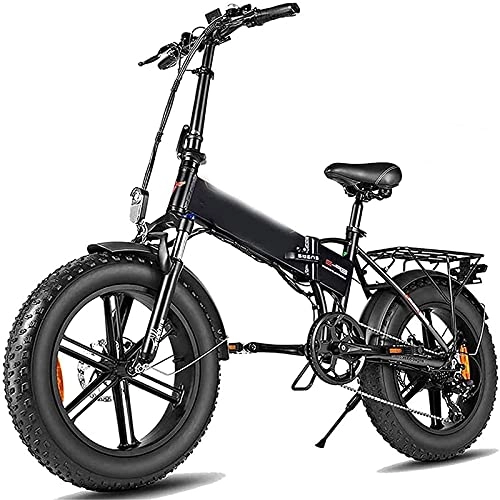 Electric Bike : Electric Bicycle, Folding Electric Bicycle, Adult Mountain Bike With 48v12.5a Lithium Battery, 7-speed Gear Lever, Fast Battery Charger, Electric Bicycle (Color : Black, Size : 12.5a)