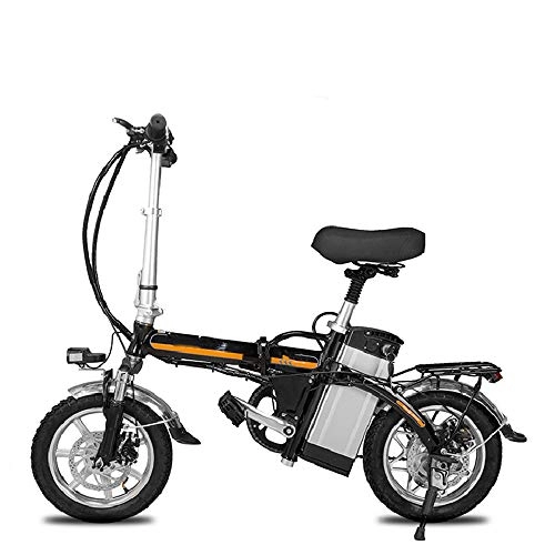 Electric Bike : Electric Bicycle, Folding Electric Vehicle 400W / 48V / 10Ah / 14'' Lithium Battery, with Pedal, Suitable for Youth And Adult Fitness Urban Commuting, Black