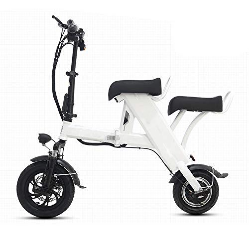 Electric Bike : Electric Bicycle, Folding Electric Vehicle 48V / 20AH / 400W 12-Inch Lightweight, with USB Bracket LED Headlights, Suitable for Young People Outdoor Fitness City Commuting, White