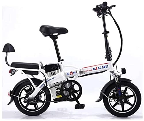 Electric Bike : Electric Bicycle Folding Lithium Battery Car Adult Tandem Electric Bicycle Self-Driving Takeaway 48V 350W (Color : White, Size : 20A)