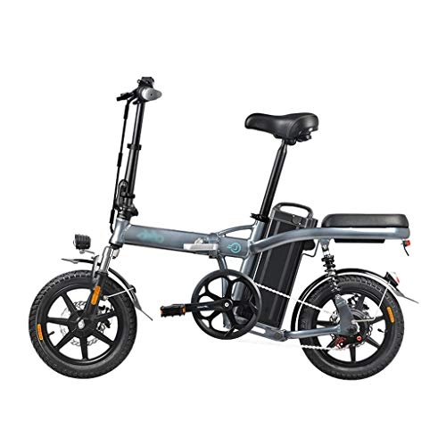 Electric Bike : Electric Bicycle Folding Lithium Battery Electric Battery Car To Help Drive Electric Car (Color : Gray, Size : Battery capacity 12.5Ah)