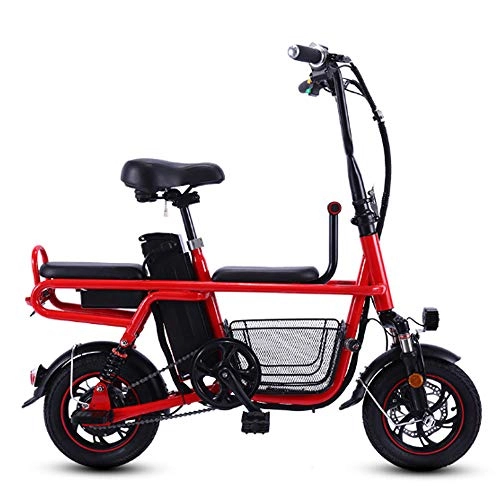 Electric Bike : Electric Bicycle Folding Mini Lithium Battery Adult Electric Car Help Parent-child Small Battery Car 60-80KM Battery Life 16AH red 120CM*113CM*76CM