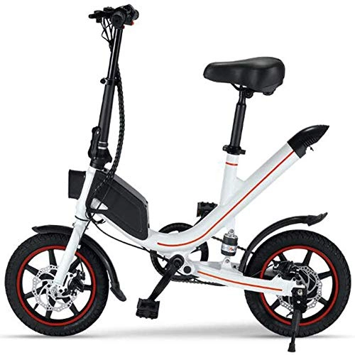 Electric Bike : Electric Bicycle for Adults, Portable Fold 12" Exercise Bike 250W 36V 7.8Ah Lightweight E-Bike With, for Outdoor Cycling Travel Work Out, White