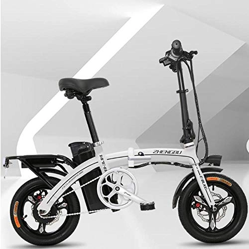 Electric Bike : Electric Bicycle Mini Foldable 48 v Lithium-ion Battery Both Men and Women Two-Person Electric Vehicle-White