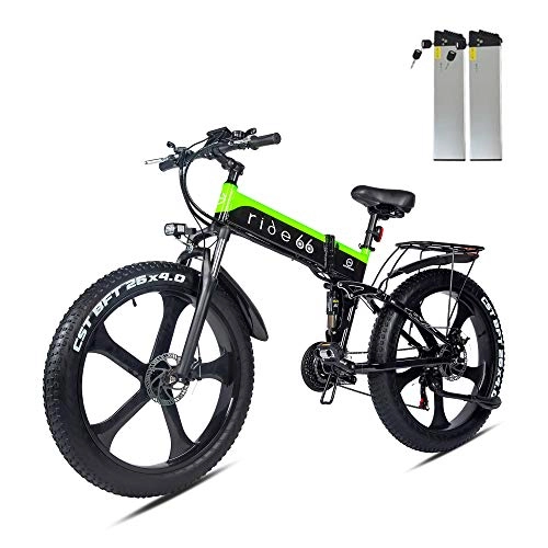 Electric Bike : Electric Bicycle Mountain Fat Tire 26 Inch Folding Dual Battery 1000W e bike Moped for Adults