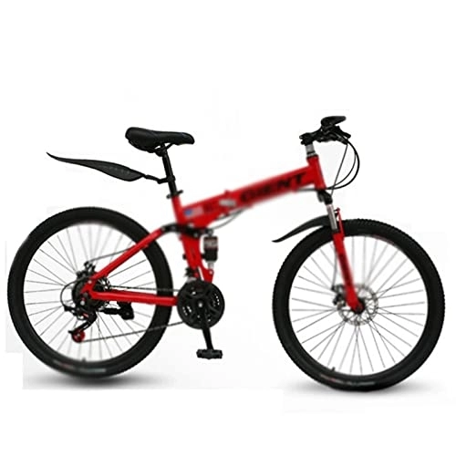 Electric Bike : Electric Bicycle Mountain Folding Bike Bicycle 21 Speed 26 Inch Double Shock Absorption Shifting One Wheel Adult Men and Women (Red 26 inch)