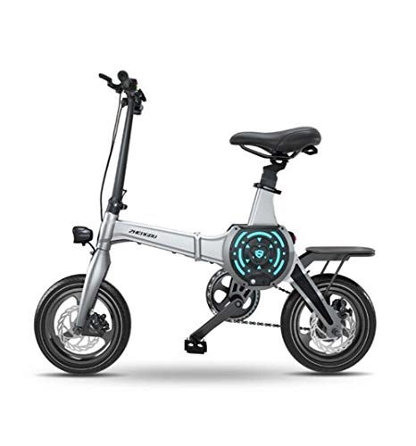 Electric Bike : Electric bicycle portable folding electric mountain bike 36V lithium ion battery 400W powerful motor adult travel battery car (Color : Gray)