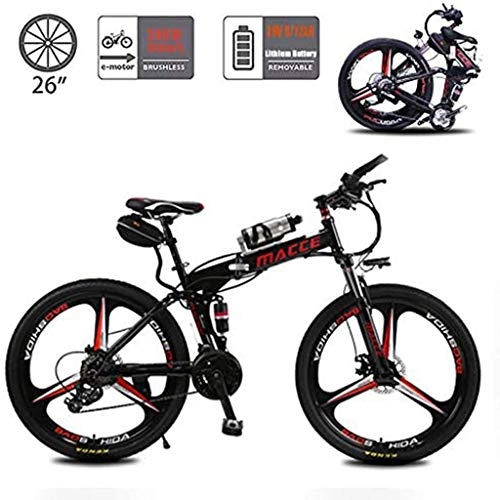 Electric Bike : Electric Bicycle, Removable Large-Capacity 6.8Ah Lithium-Ion Battery 26-Inch Adult Folding Electric Mountain Bike, Suitable for Urban Electric Bicycles, Light Bicycles for Men And Women, Black