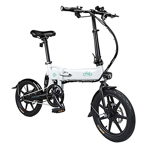 Electric Bike : Electric Bicycle Shock Absorption Folding Electric Bike with USB Mobile Phone Bracket (White)