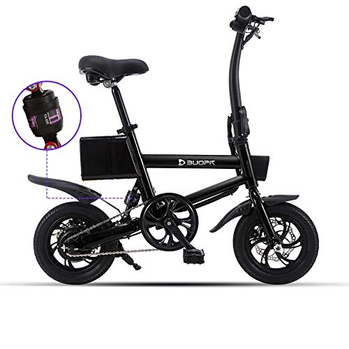 Electric Bike : Electric bicycles, electric bicycles adjustable adult mini portable folding bicycle battery safe riding the high magnification mode three kinds of motor, Black
