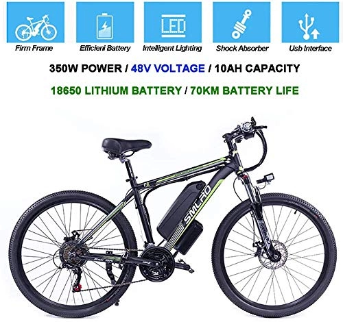 Electric Bike : Electric Bicycles for Adults, 360W Aluminum Alloy Ebike Bicycle Removable 48V / with 10Ah Lithium-Ion Battery Mountain Bike / Smart Mountain Bike (Black Blue, 26inx17in)