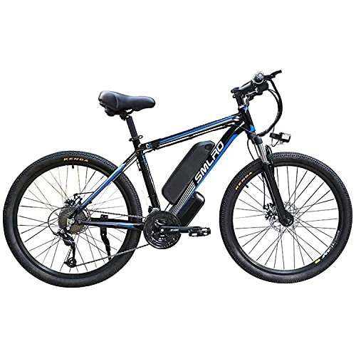 Electric Bike : Electric Bicycles For Adults, Ip54 Waterproof 350W Aluminum Alloy Ebike Bicycle Removable 48V / 13Ah Lithium-Ion Battery Mountain Bike / Commute Ebike(Color:Black / blue)