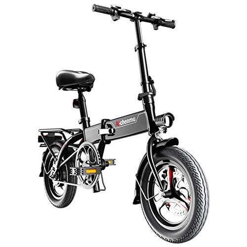 Electric Bike : Electric Bicycles Lightweight Magnesium Alloy Material Folding Portable Easy To Store E-Bike 36V Lithium Ion Battery With Pedals Power Assist 14 Inch Wheels 280W Powerful Motor, Black-60to80KM