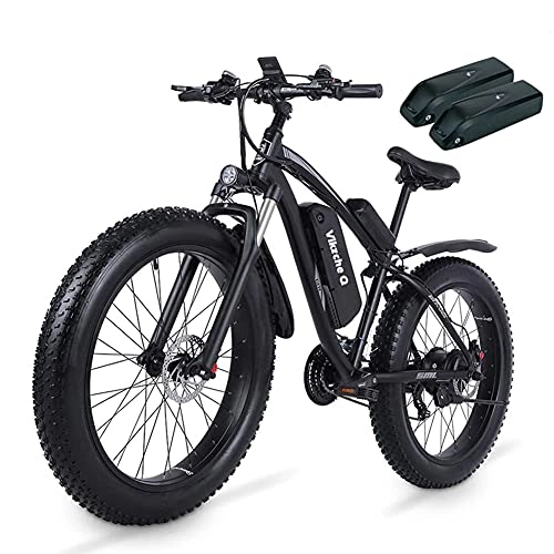 Electric Bike : Electric Bike 1000W, 26” 4.0 Fat Tire E-Bike, Motor Electric Bicycle, 48V17Ah Dual Lithium Battery, 21-Speed Gear, 3.5" LCD Display, Electric Mountain Bike with Rear Seat, offroad ebike(Vikzche Q MX02S)
