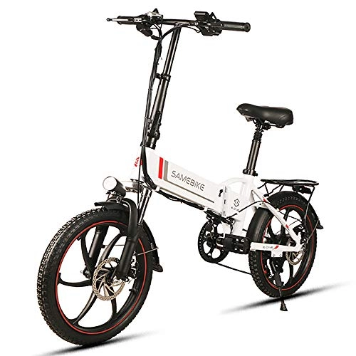 Electric Bike : Electric Bike 20 Inch Lithium Battery with 350W Lightweight Foldable Adult Motor Electric Bicycle Portable E-Bike, White