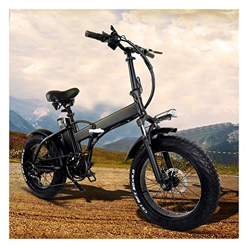 Electric Bike : Electric Bike 20 Inches Folding Fat Tire Snow Bike 15Ah Li-Battery 5 Speed Beach Cruiser Mountain E-bike with Rear Seat, for Mens Outdoor Cycling Travel Work Out And Commuting