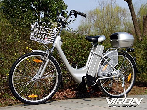 Electric Bike : Electric Bike, 250W, 36V, 26inches - Pedelec bicycle with Citybike motor, Silver, 26 Inches