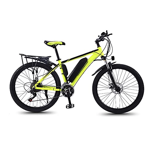 Electric Bike : Electric Bike, 26'' Electric Bicycle, E-Bike for Adults, 27 Speed Shifter, with Removable Battery, Mechanical Disc Brakes, Spoke Wheels, Three Riding Modes, Yellow, 13AH battery