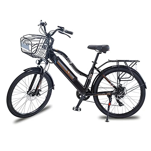 Electric Bike : Electric Bike, 26 Inch Electric Bikes for Adults Mountain Bike with 350W Motor, 36V / 10Ah Removable Battery, 7 Speed Gears, Double Disc Brakes, Black
