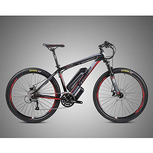 Electric Bike : Electric Bike 27 Speed Gear and Three Working Modes, Fiugsed 26'' Electric Mountain Bike with Removable Large Capacity Lithium-Ion Battery (48V), Red, 27.5inch*17.5inch