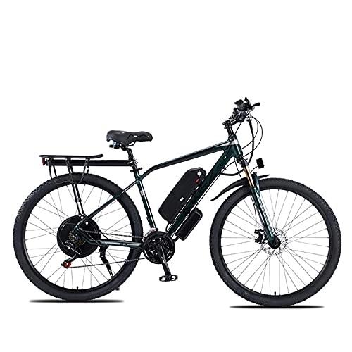 Electric Bike : Electric Bike, 29" Electric Mountain Bike for Adults, Professional 21 Speed Variable Speed E-bike, Double Disc Brakes, for Outdoor Riding Travel Exercise City Commute Ebike, Green, 48V 1000W 13AH