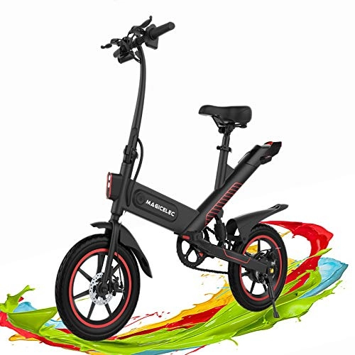 Electric Bike : Electric Bike 350w Motor, LED Lighting, 25km / h Maximum Speed, 14-inch Tires, 60km Long-distance Driving, Central Shock Absorber, IP54 Waterproof, Folding E-bikes are Suitable for Adults and Teenagers