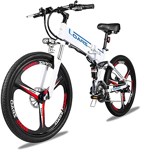 Electric Bike : Electric Bike 48V 500W High Power Electric Folding Bike EBicycle Folding bike With 3.5 Inch Big LCD Display Adult Teenager Outdoor Cycling Electric Bikes (Color : White, Size : 500W12.8Ah)