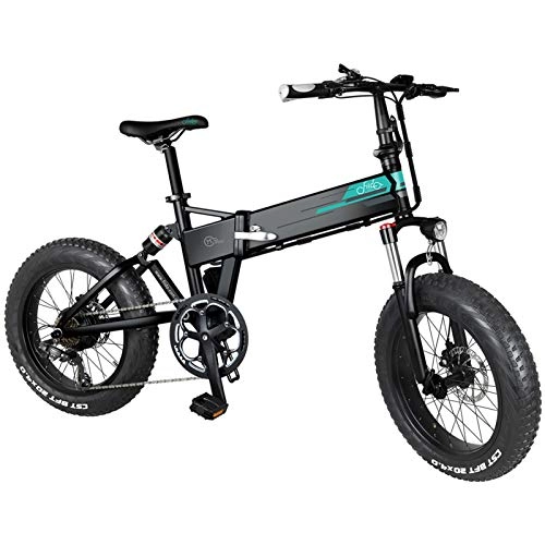 Electric Bike : Electric Bike 500W Portable Electric Bikes Outdoor for Adults Convenient Foldable Black Thick Tires Electric Bicycle Fiido System 40Km / H
