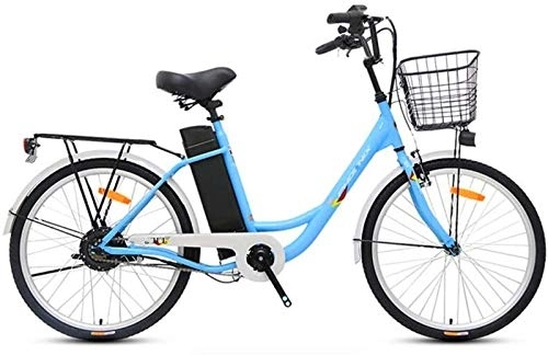 Electric Bike : Electric Bike, Adult Commuter Electric Bike, 250W Motor 24 Inch Urban Retro Electric Bike 36V 10.4AH Removable Battery with LED Display (Color : Blue)