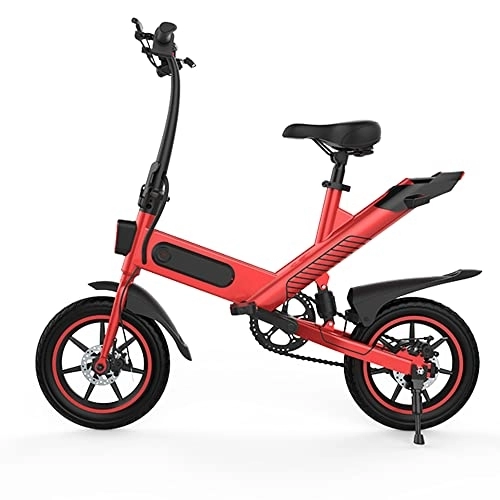 Electric Bike : Electric Bike Aldult, 14 inch Electric Bicycle, Pedal Assist E-bike with 36V 10Ah Battery, Dual Disk Brake, LCD Display, Red