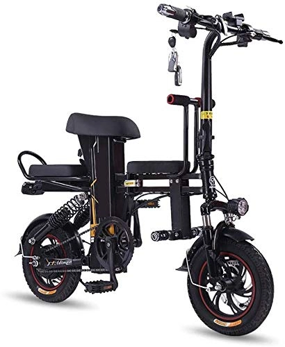 Electric Bike : Electric Bike Electric Bicycle Electric Bicycle Folding Adult Three Lithium Battery Can Pick Up Children Small Step Assist 48V Power 70Km (Color : Black, Size : 35km)