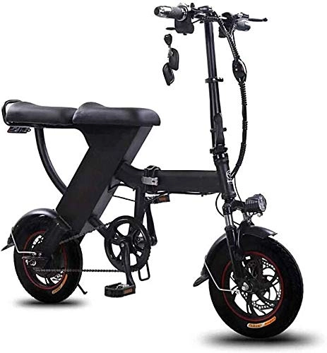 Electric Bike : Electric Bike Electric Bicycle Lithium Battery Foldable Male and Female Adult Small Travel Light Portable Mini Battery Electric Vehicle 48V (Color : Black, Size : 110km)