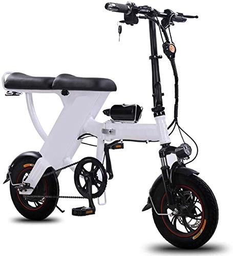 Electric Bike : Electric Bike Electric Bicycle Lithium Battery Foldable Male and Female Adult Small Travel Light Portable Mini Battery Electric Vehicle 48V (Color : White, Size : 150km)