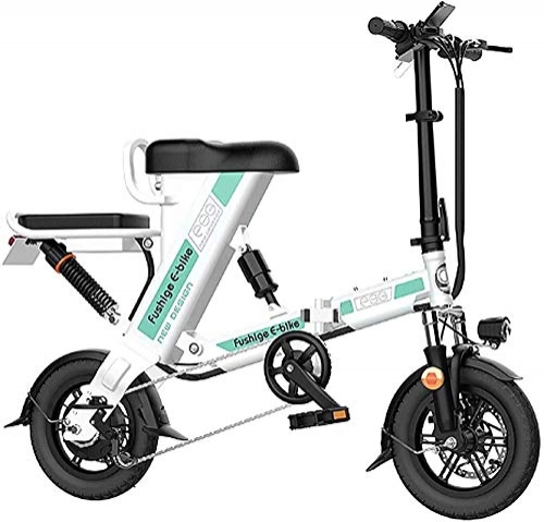 Electric Bike : Electric Bike Electric Bike Folding, 12 Inch Tires, Motor 240W, 36V 820Ah Removable Lithium Battery, Portable Folding Bicycle, 3 Work Modes (Color : White, Size : 20AH)