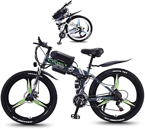 Electric Bike : Electric Bike Electric Bike Folding Electric Mountain 350W Foldaway Sport City Assisted Electric Bicycle with 26" Super Lightweight Magnesium Alloy Integrated Wheel, Full Suspension And 21 Speed Gears