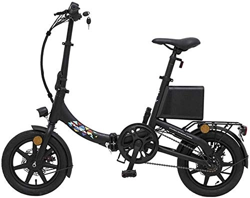 Electric Bike : Electric Bike Electric Car Adult Electric Bicycle Small Folding Battery Car Men and Women Travel Tram Electric Car 14 Inch (Color : Black, Size : 30km)