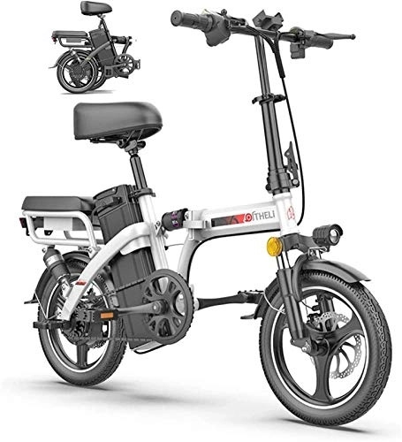 Electric Bike : Electric Bike, Electric Folding Bikes for Adults Foldable Bicycle Adjustable Height Portable E-Bike Three Riding Sport Modes City E-Bike Lightweight Bicycle for Teens Men Women (Color : Whit