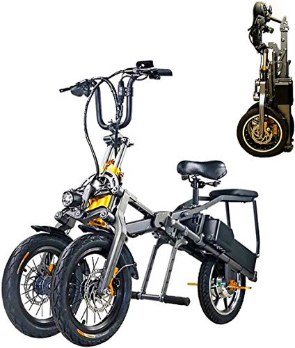 Electric Bike : Electric Bike Electric Mountain Bike 14''Ebike, Electric Bike, Electric Bicycle, 30KM / H Adults Ebike with Lithium Battery 350W 48V, Hydraulic Oil Brake, Inverted Three-Wheel Structure Electric Bicycle