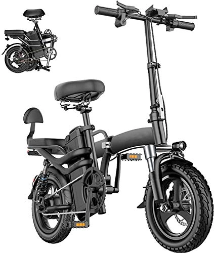 Electric Bike : Electric Bike Electric Mountain Bike 14 Inch Folding Electric Bike Portable Electric Bikes for Adults Teen Electric City Bike with 36V / 30AH Lithium Battery 250W Motor High-Carbon Steel Folding Frame f