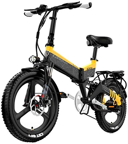 Electric Bike : Electric Bike Electric Mountain Bike 20 Inch Adult Electric Bike 48v 400w Motor Foldable Bicycle Electric Bike, Mobile Lithium Battery Hydraulic Disc Brake for the jungle trails, the snow, the beach,