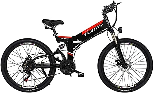 Electric Bike : Electric Bike Electric Mountain Bike, 24" / 26" Hybrid Bicycle / (48V12.8Ah) 21 Speed 5 Files Power System, Double EABS Mechanical Disc Brakes, LargeScreen LCD Display (Color : Black, Size : 26")