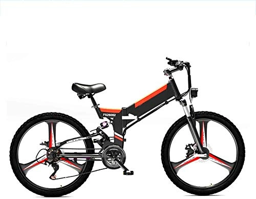 Electric Bike : Electric Bike Electric Mountain Bike 24" Electric Bike, Folding Electric Mountain Bike with Super Lightweight Aluminum Alloy, Electric Bicycle, Premium Full Suspension And 21 Speed Gears, 350 Motor, L