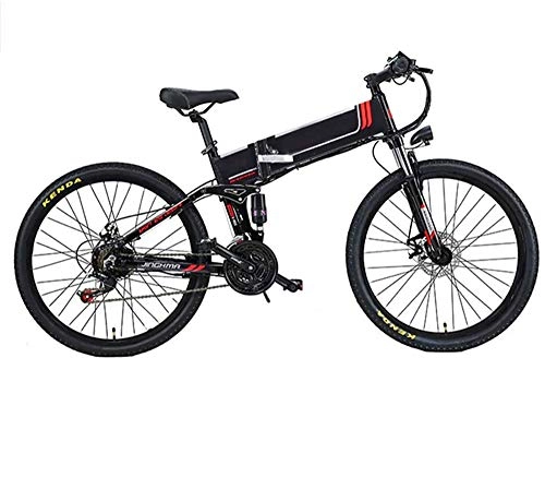 Electric Bike : Electric Bike Electric Mountain Bike 26'' Electric Bike, Folding Electric Mountain Bike with 48V 10Ah Lithium-Ion Battery, 350 Motor Premium Full Suspension And 21 Speed Gears, Lightweight Aluminum Fr