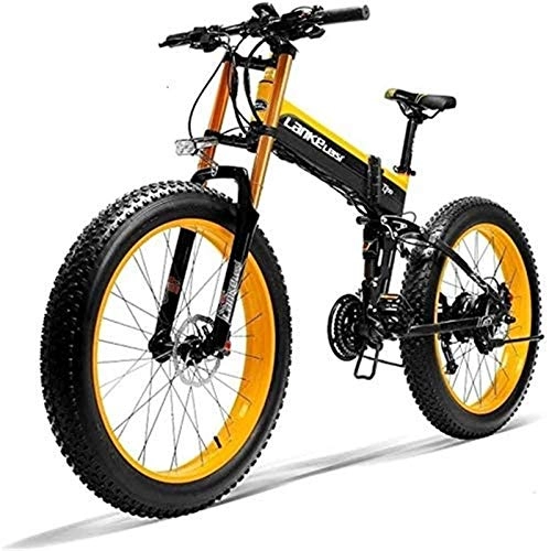 Electric Bike : Electric Bike Electric Mountain Bike 26" Electric Mountain Bike, 36V 250W 6AH Lithium Battery Hidden Battery Cross-Country Bike, Double disc Brake Alloy Electric Bike (Color : Yellow) for the jungle t