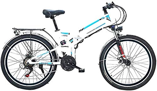 Electric Bike : Electric Bike Electric Mountain Bike 26'' Folding Electric Mountain Bike, Electric Bike with 36V / 10Ah Lithium-Ion Battery, 300W Motor Premium Full Suspension And 21 Speed Gears for the jungle trails,