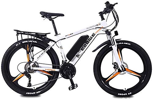 Electric Bike : Electric Bike Electric Mountain Bike 26 Inch Adult Electric Mountain Bike, 350W Motor City Travel Electric Bike 36V Removable Battery 27 Speed Dual Disc Brakes with Rear Shelf for the jungle trails, t