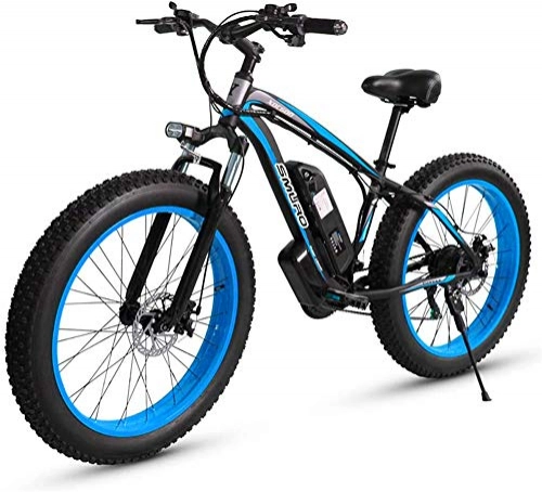 Electric Bike : Electric Bike Electric Mountain Bike 26 Inch Adult Fat Tire Electric Mountain Bike, 350W Aluminum Alloy Off-Road Snow Bikes, 36 / 48V 10 / 15AH Lithium Battery, 27-Speed for the jungle trails, the snow, t